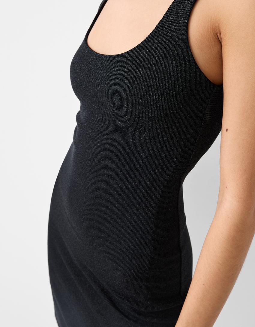 Mini-robe bretelles scintillante-Noir-5