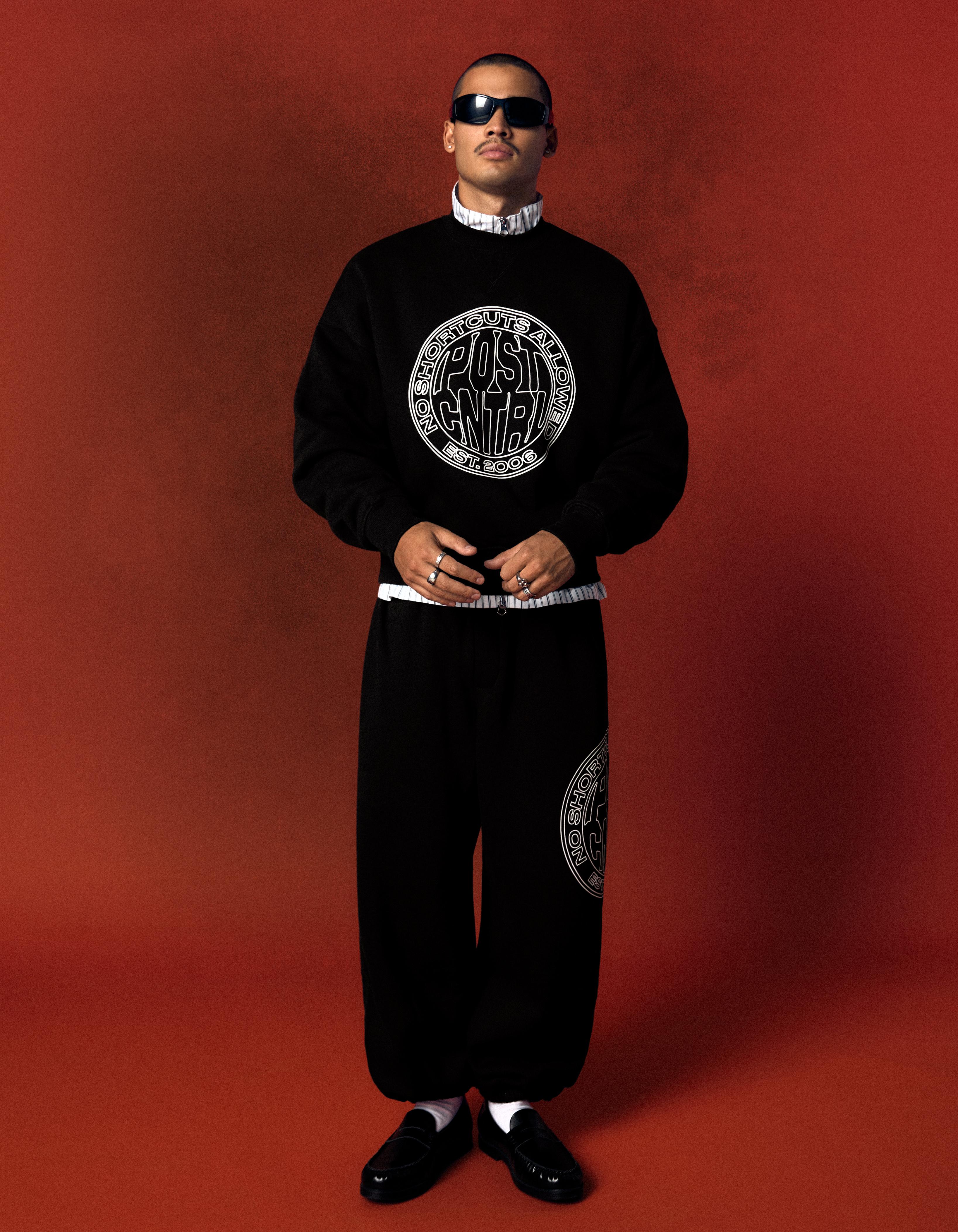 Round neck print sweatshirt — Black