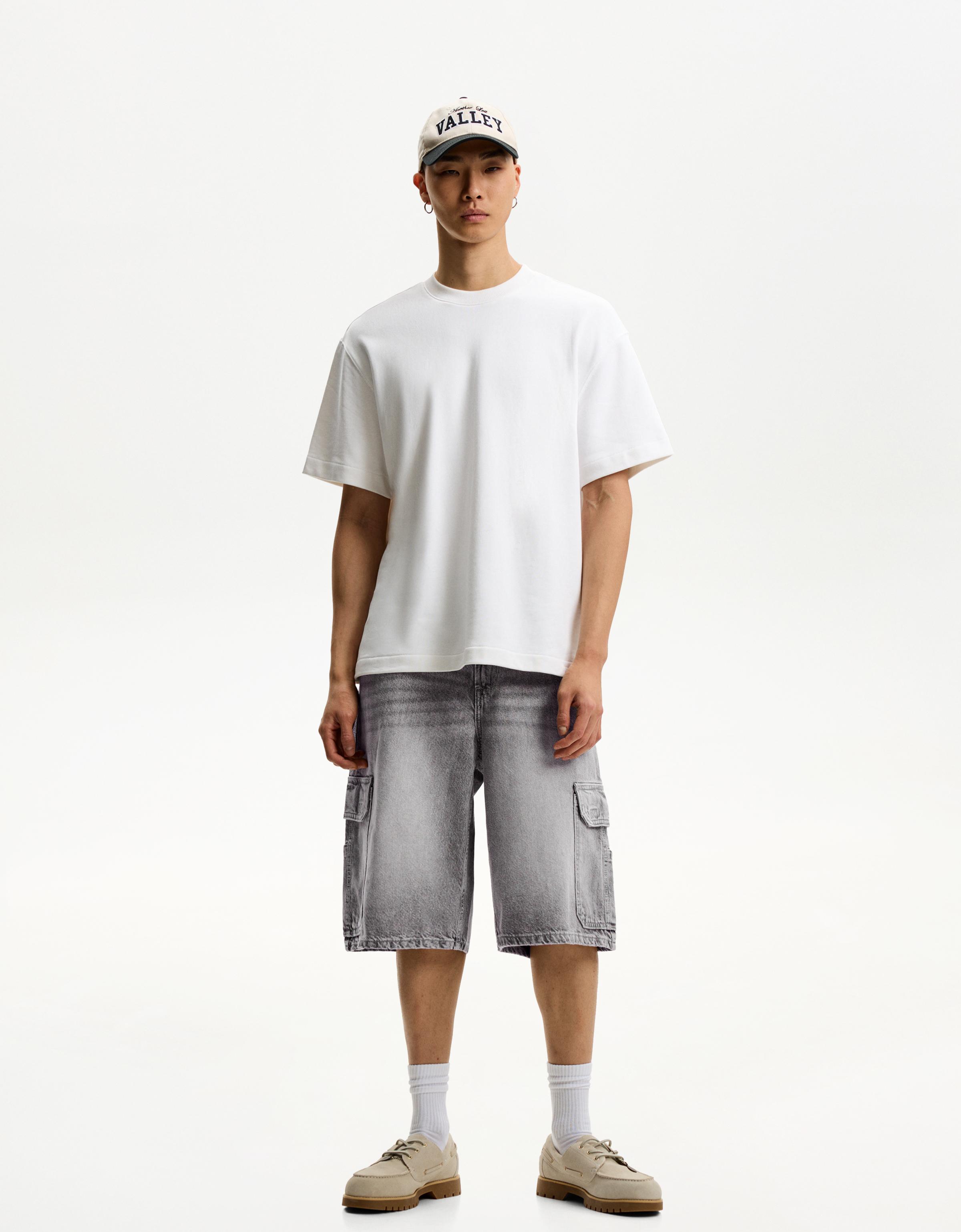 Bershka Baggy-Bermudashorts Im Cargo-Stil Herren 40 Grau