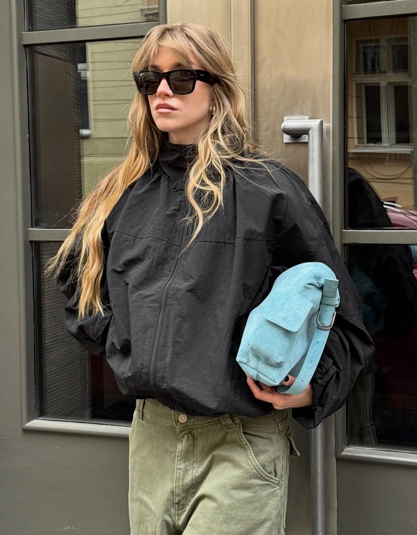 Voluminous technical jacket-Black