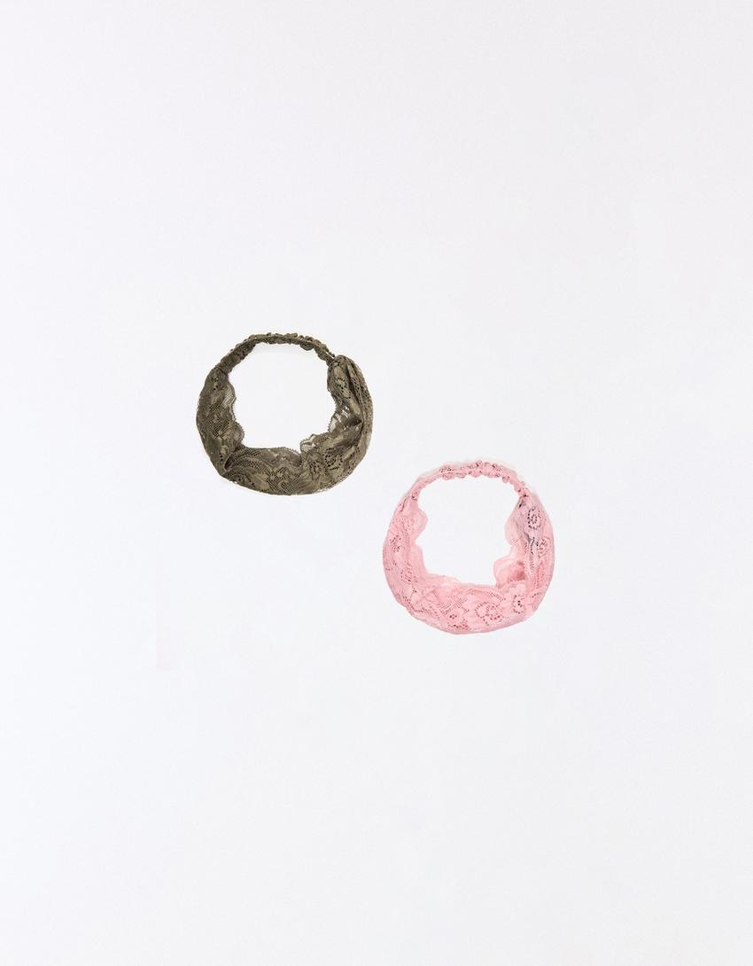 2-pack of lace hair bands-Pink