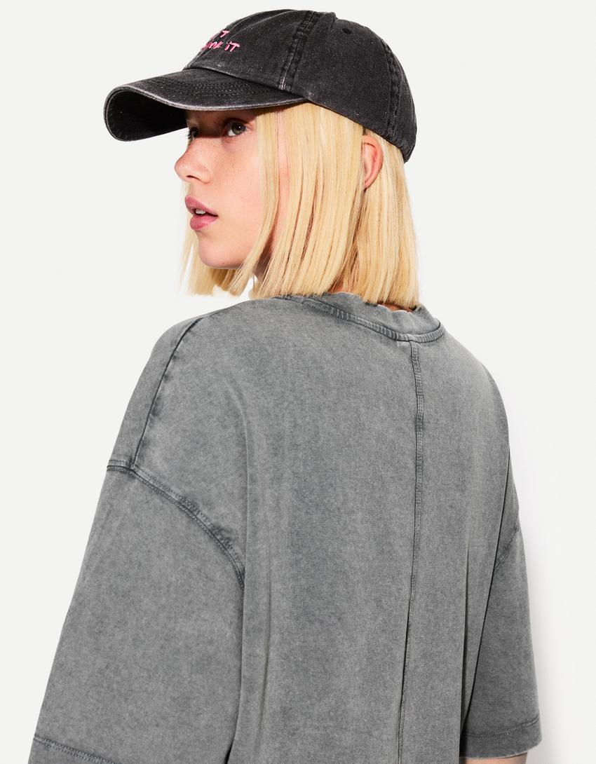 T-shirt manches courtes boxy heavy cotton-Gris