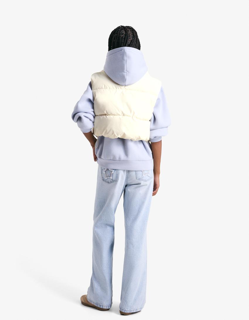 Cropped puffer vest-White-1
