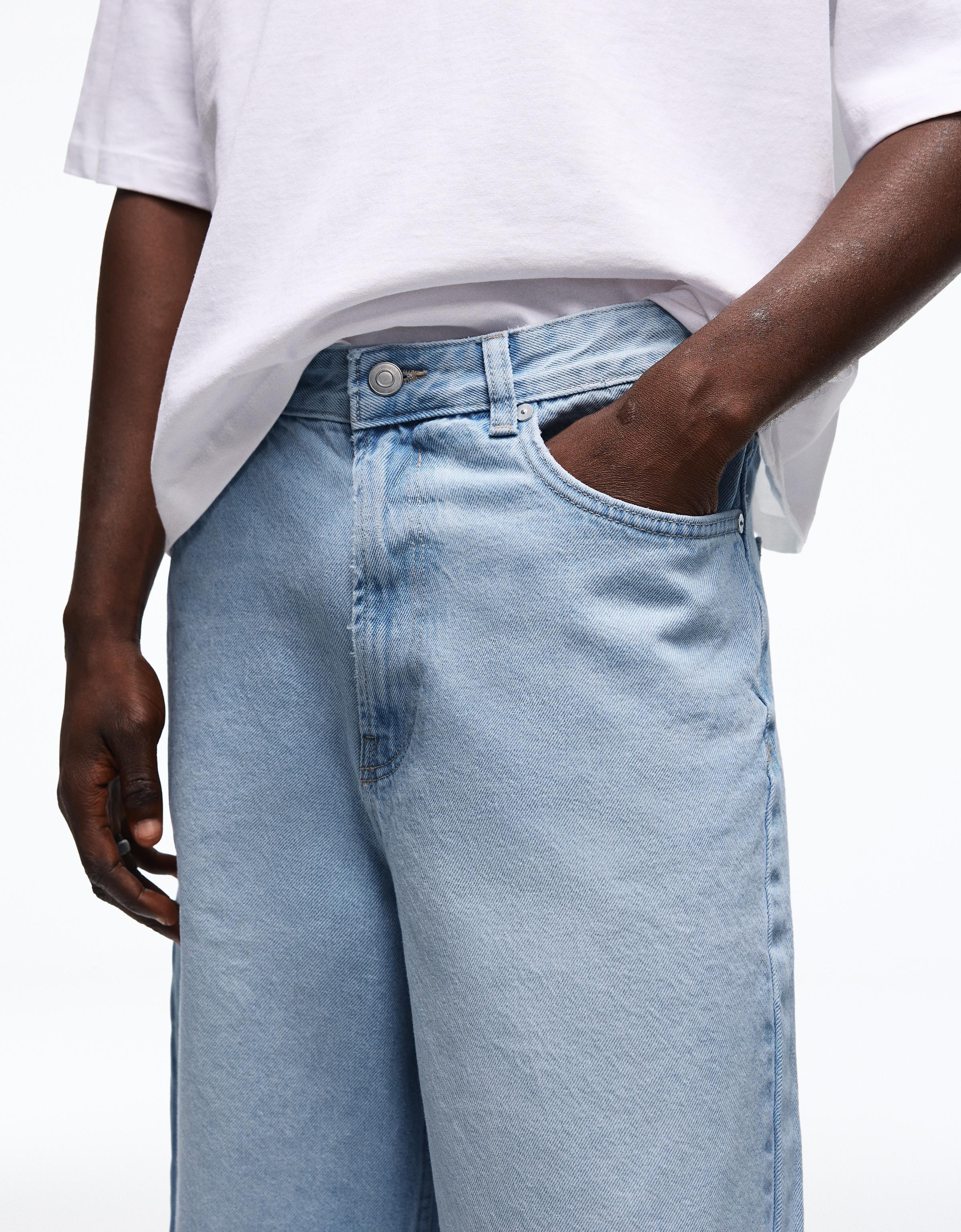 Baggy fit denim bermuda - Görsel 31