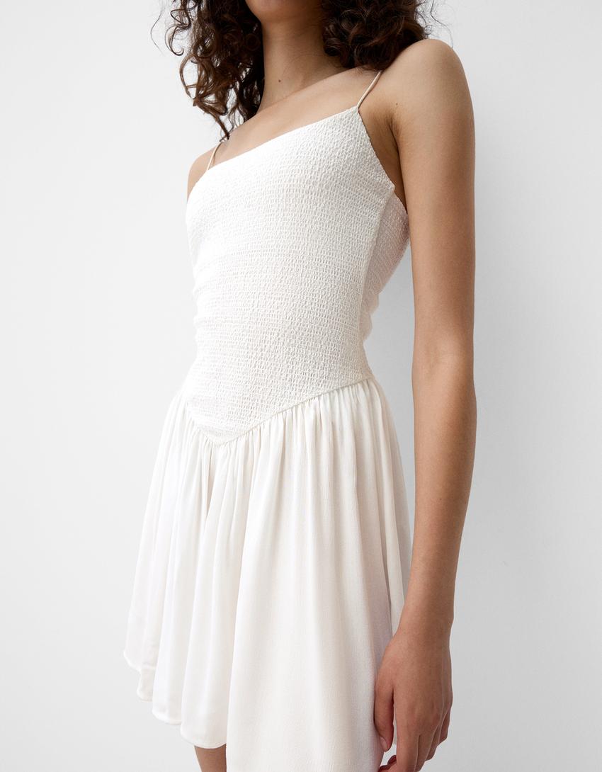 فستان متوسط الطول بحمالات-أبيض-5