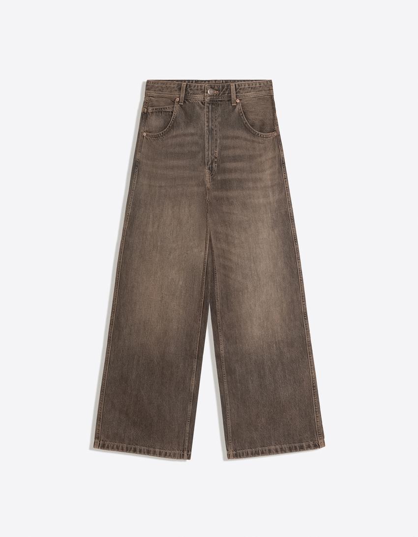 Jeans baggy fit skater-Marrone