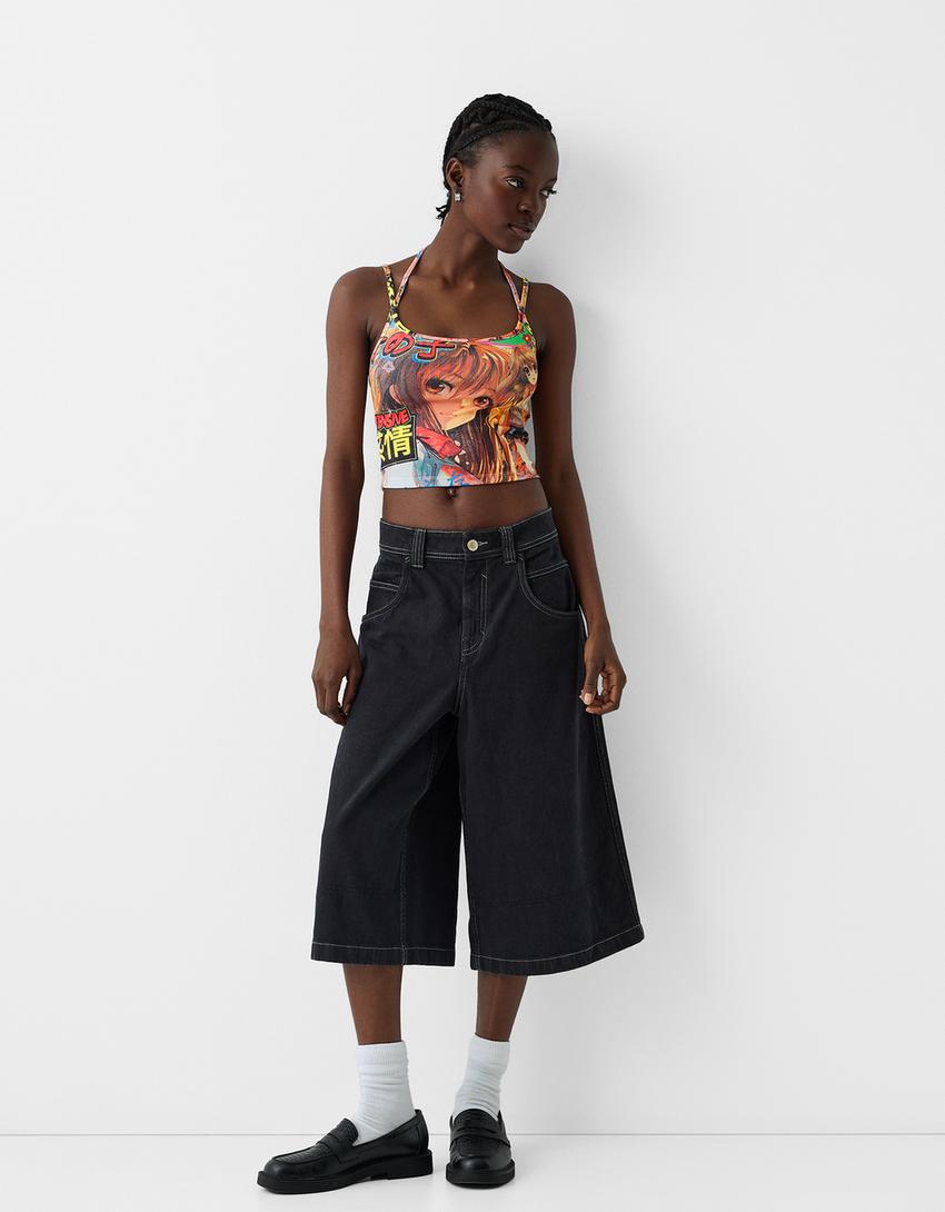 Strappy anime top-Black-3