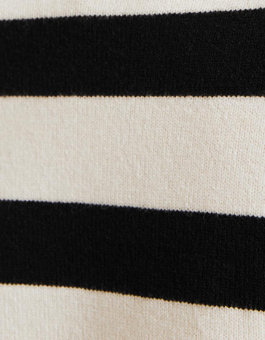 تنورة ميدي محاكة ومقلمة-أسود-5