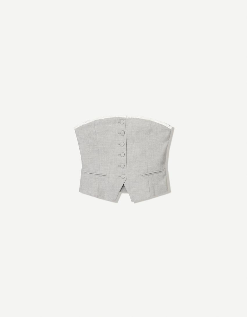 Tailored fit vest and trousers set-Grey-3