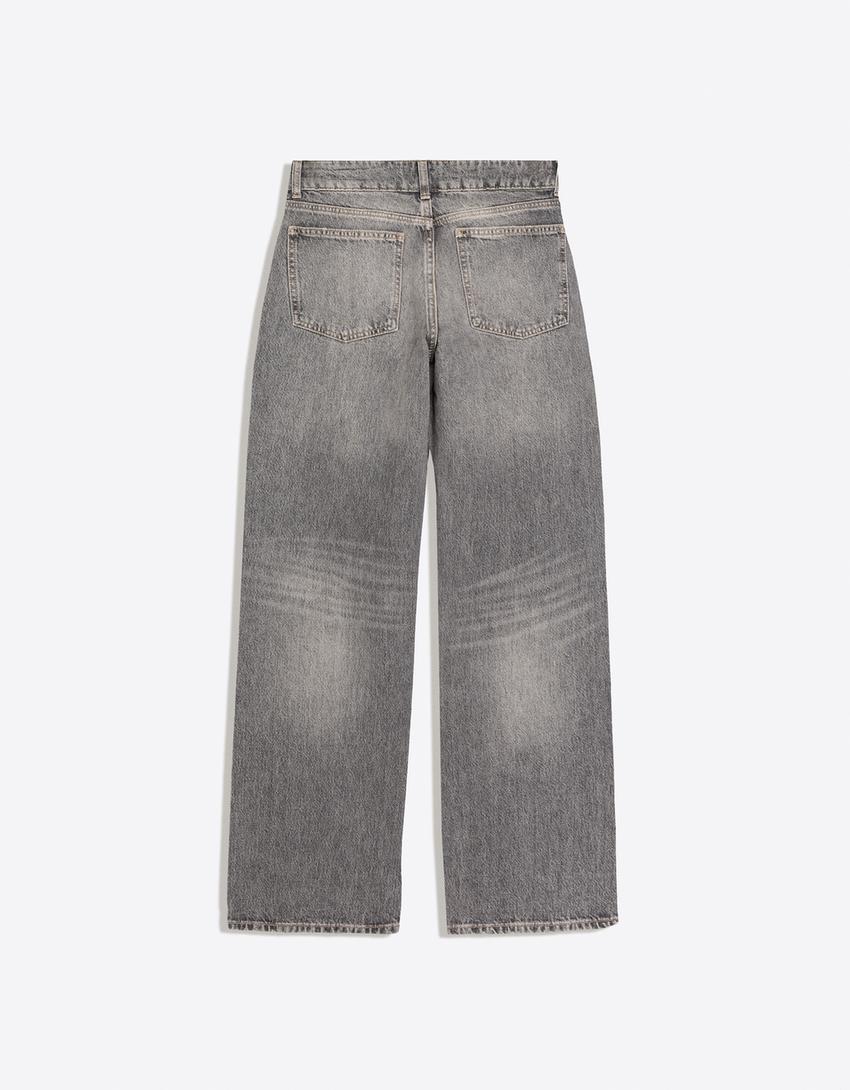 Mid-rise straight-leg jeans-Black
