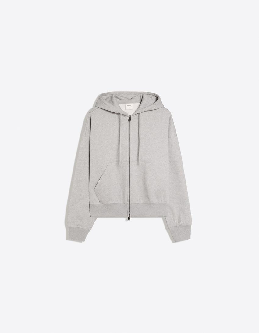 Kapuzen-Sweatshirt mit Reißverschluss-Grau