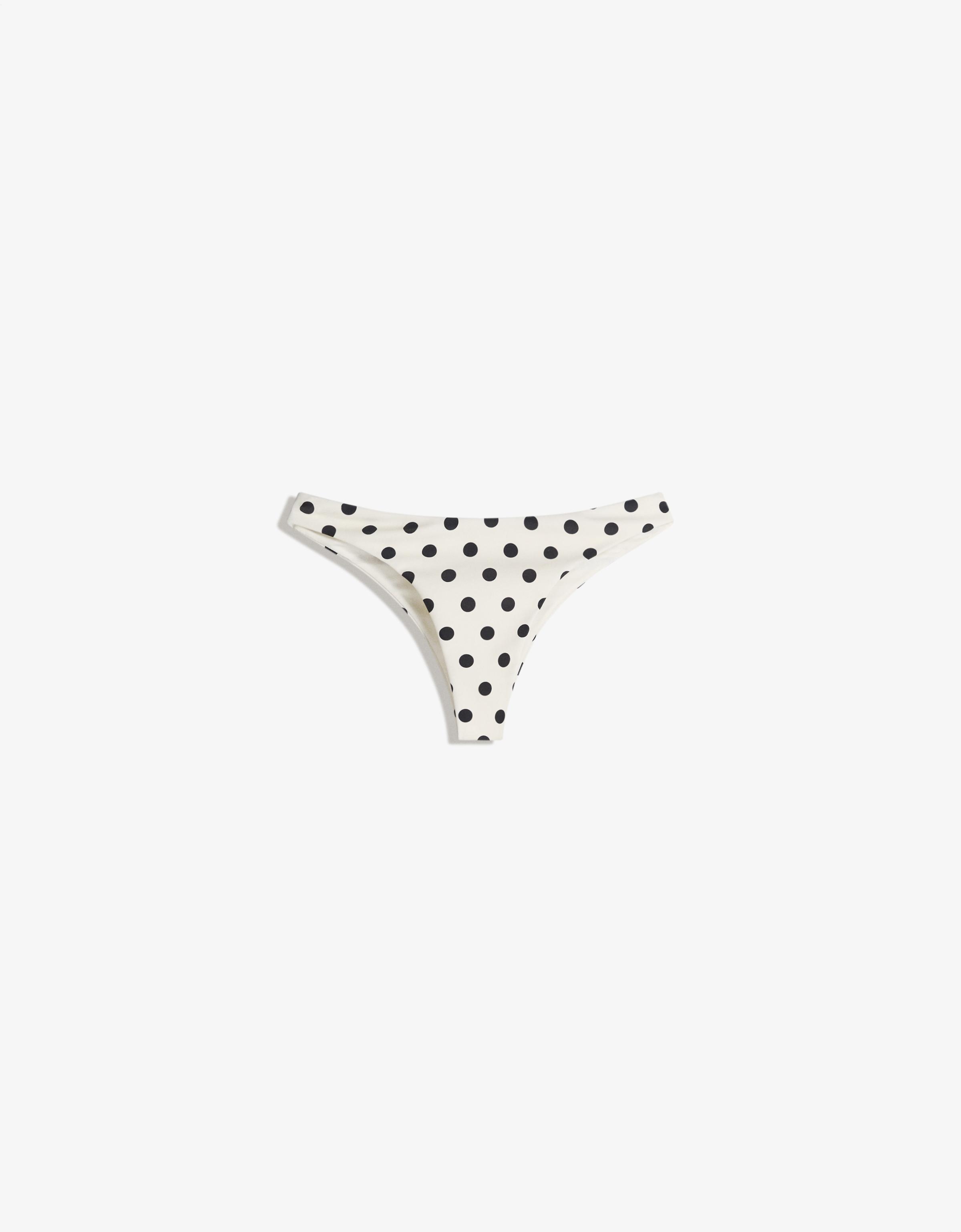 Polka dot bikini bottoms — Cream