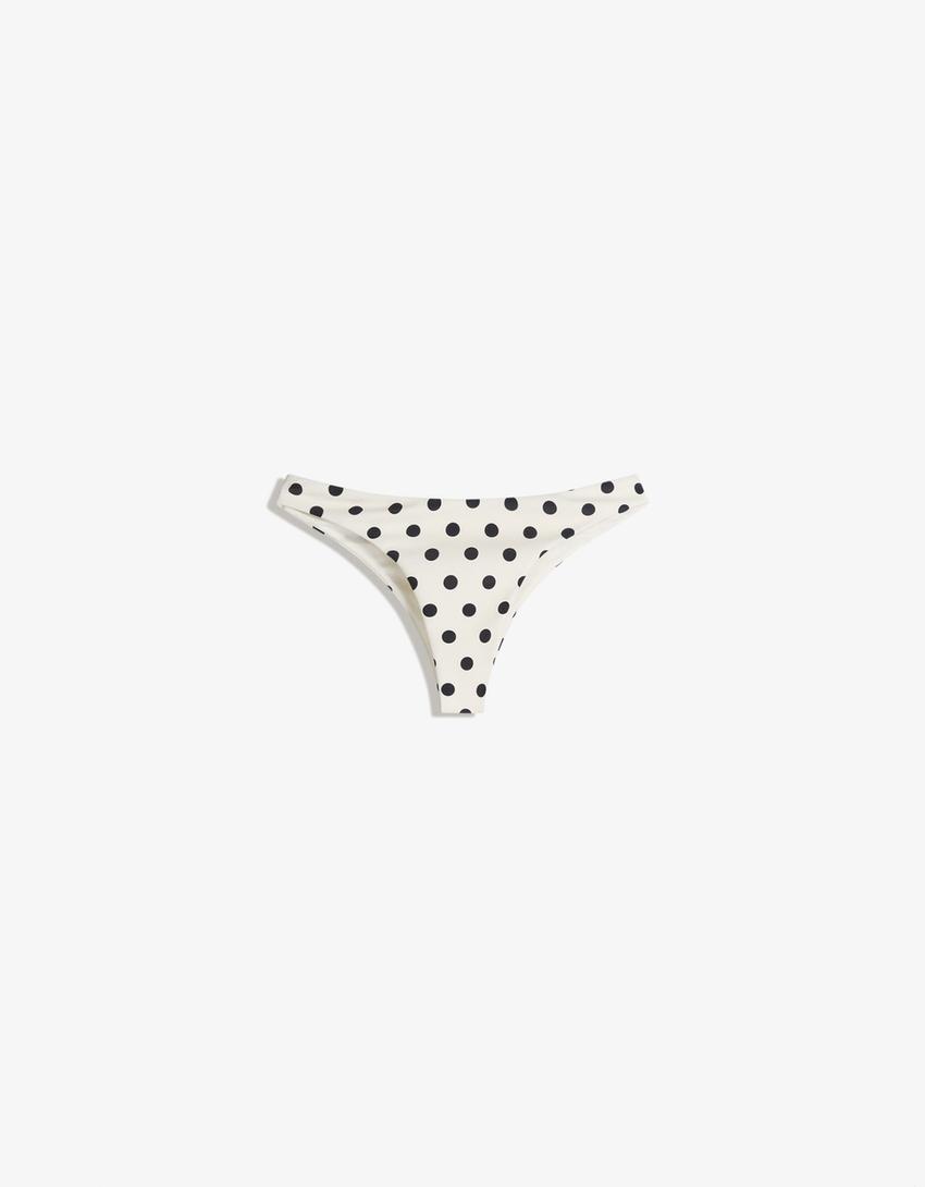 Polka dot bikini bottoms-Cream