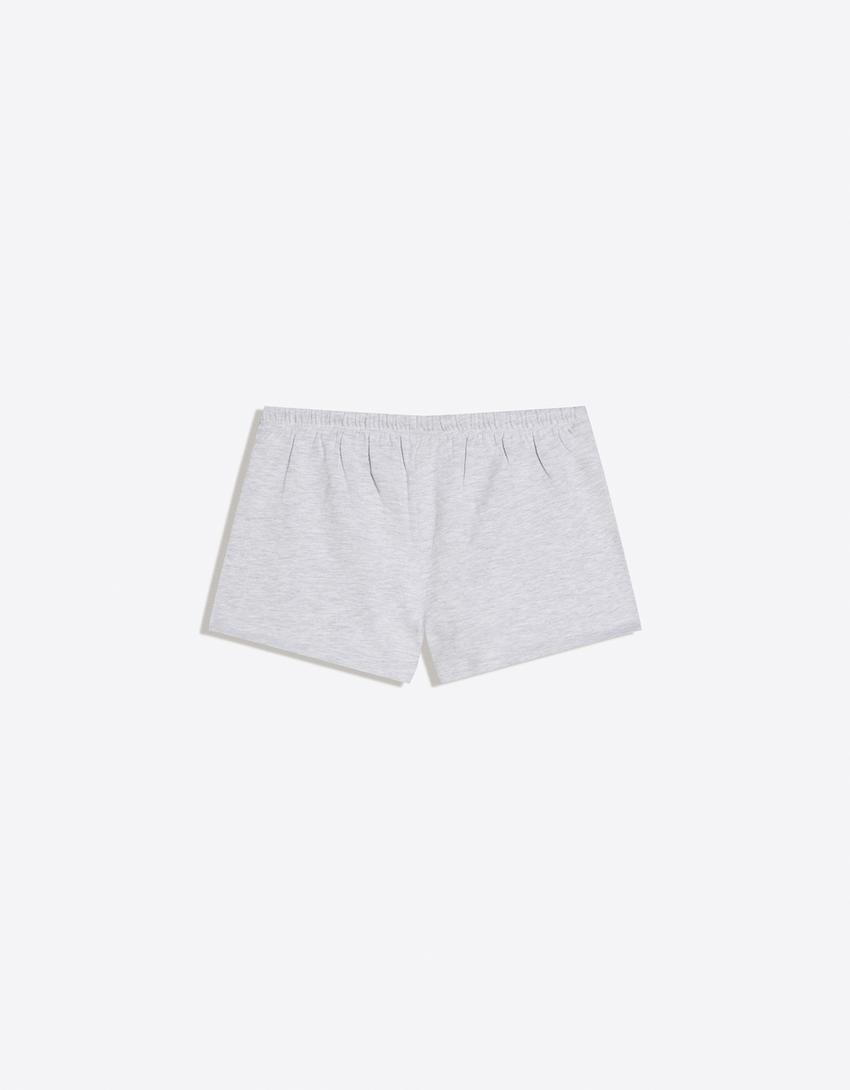 Plush shorts with elasticated waistband-Grey