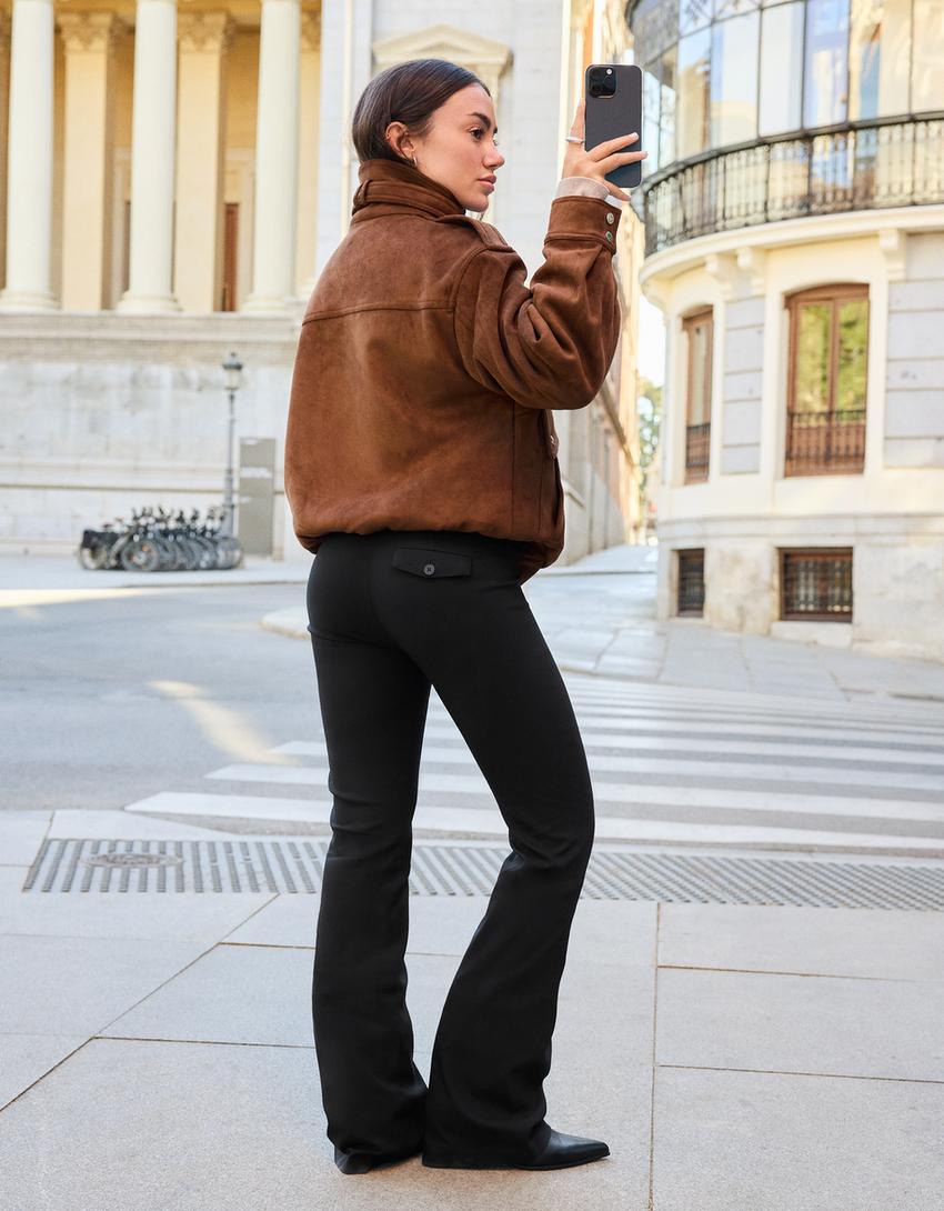 Pantalón flare bengalina-Negro