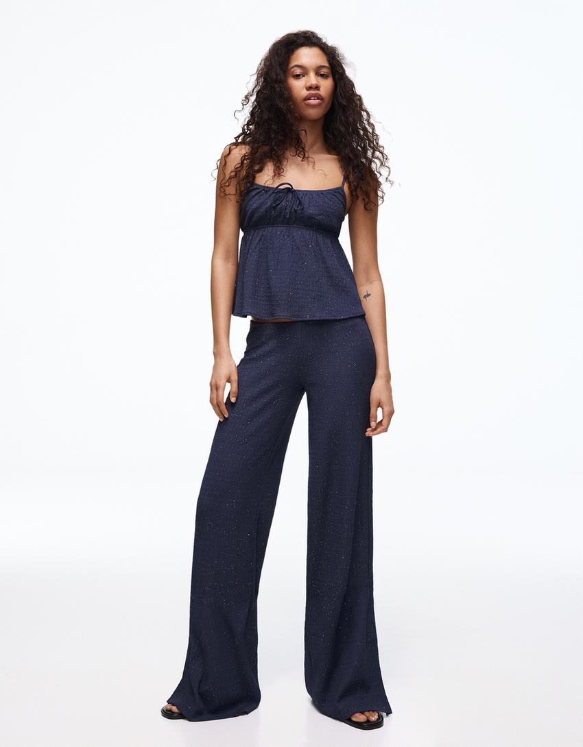 Shimmery rustic top-Navy