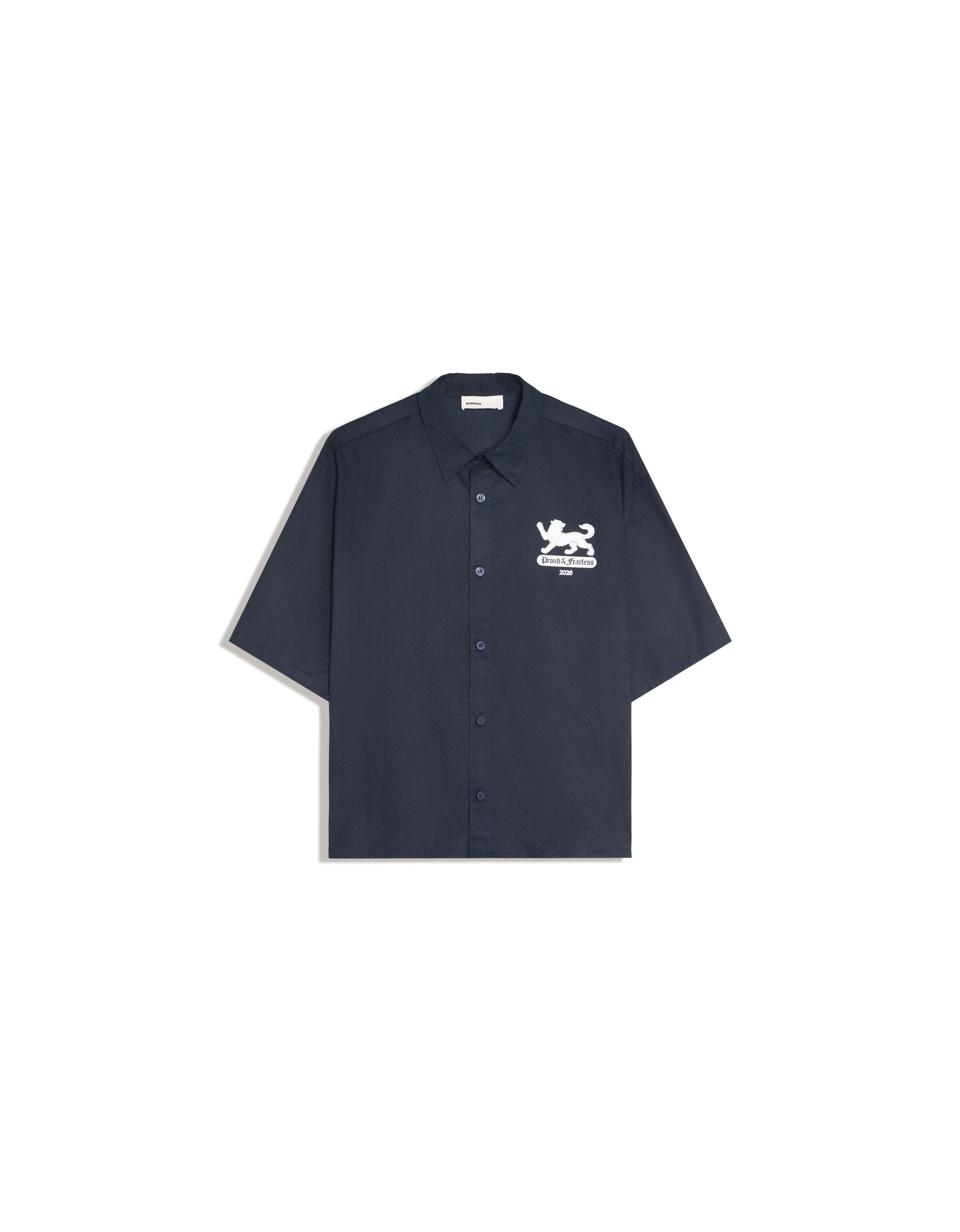 Short sleeve print shirt — Navy