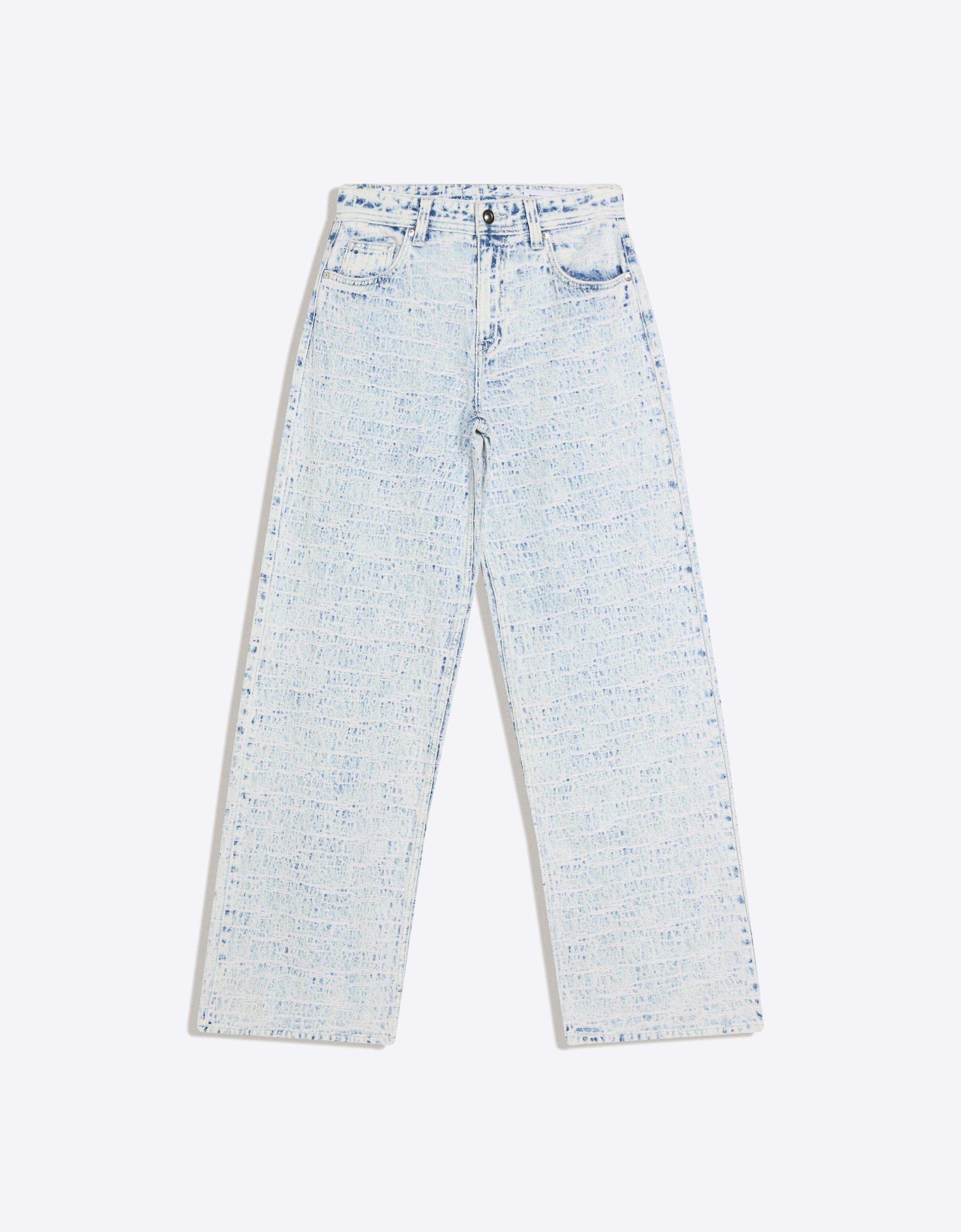 Low-rise textured jacquard boyfriend jeans