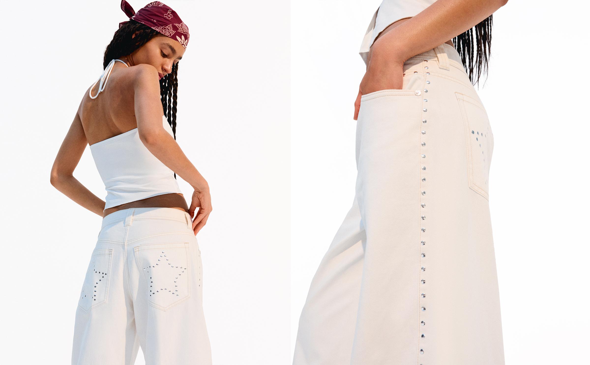 Studded barrel trousers