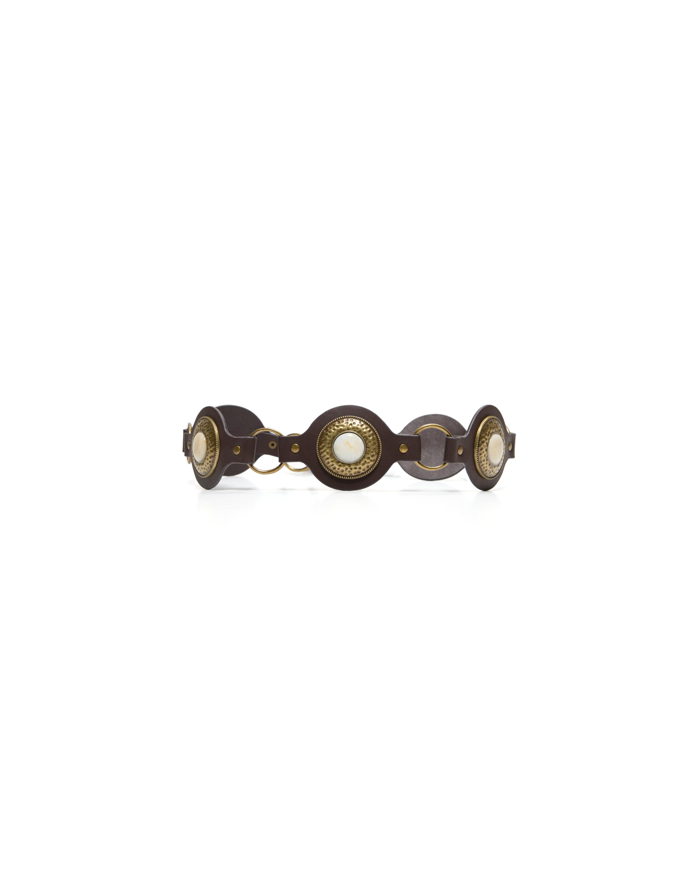 Stone medallion belt — Brown