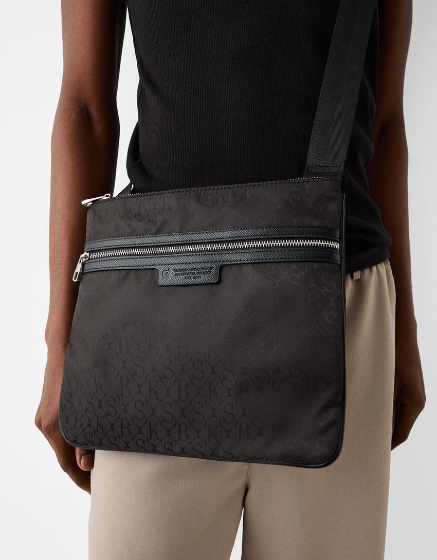 Sac bandoulière technique imprimé-Noir-3