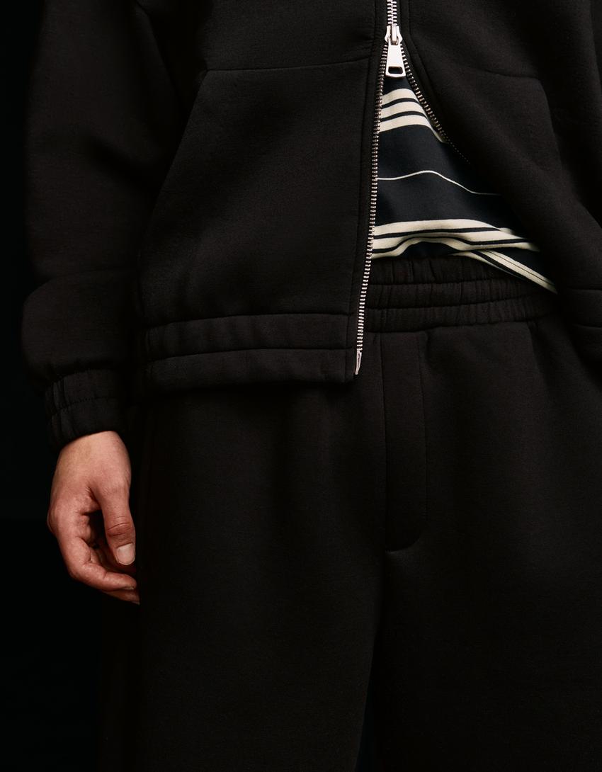 Bermuda effet néoprène oversize-Noir