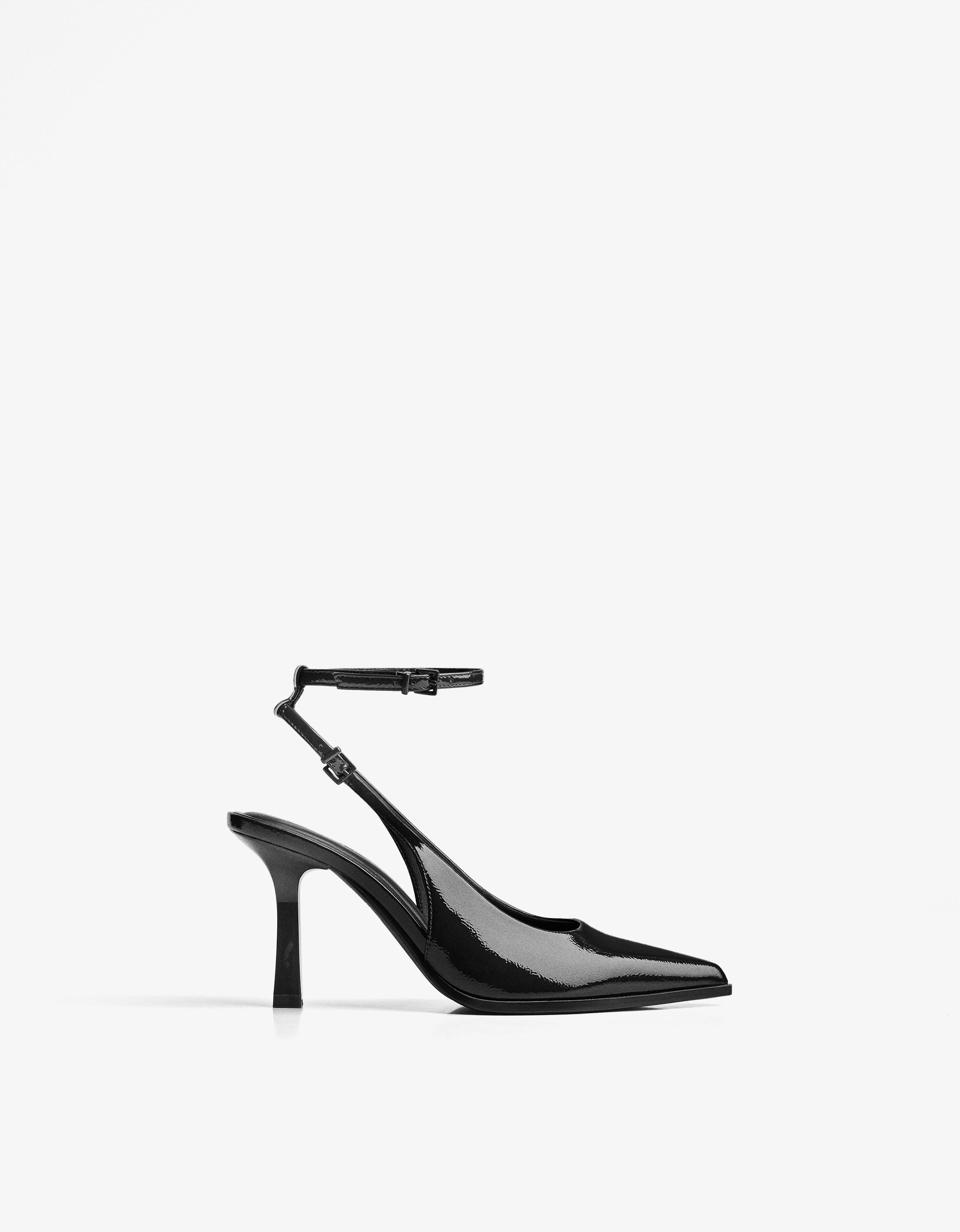 Bershka Slingback-Pumps Mit Riemchen Damen 37 Schwarz