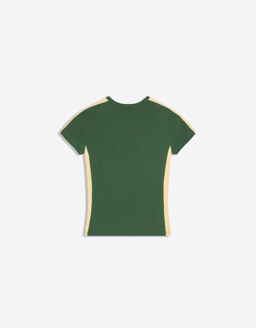 Kısa kollu spor baskılı tişört-Yeşil