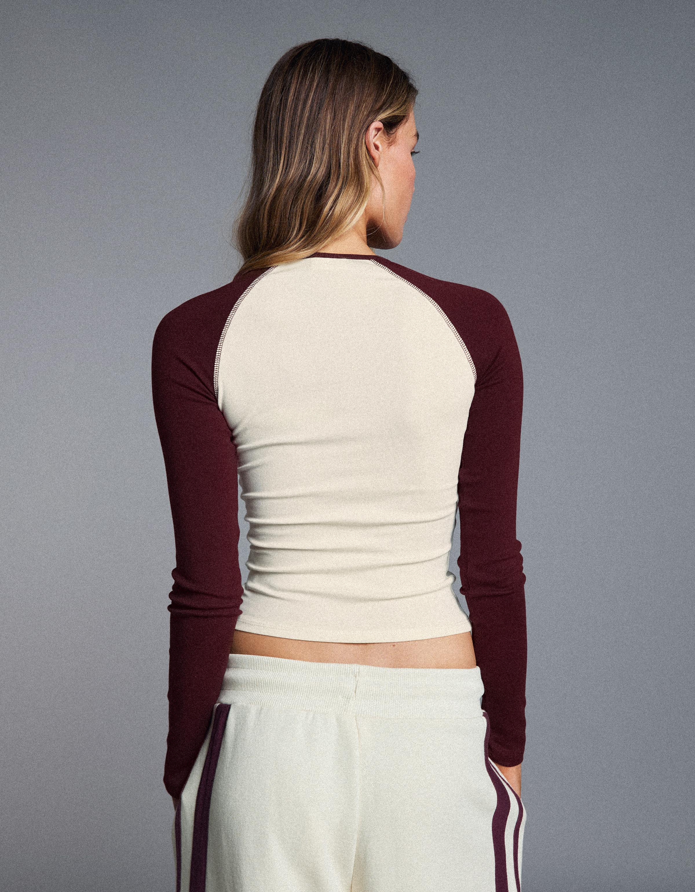 Long sleeve raglan T-shirt — Burgundy