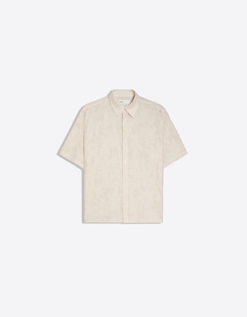 Short sleeve rustic shirt-Sand
