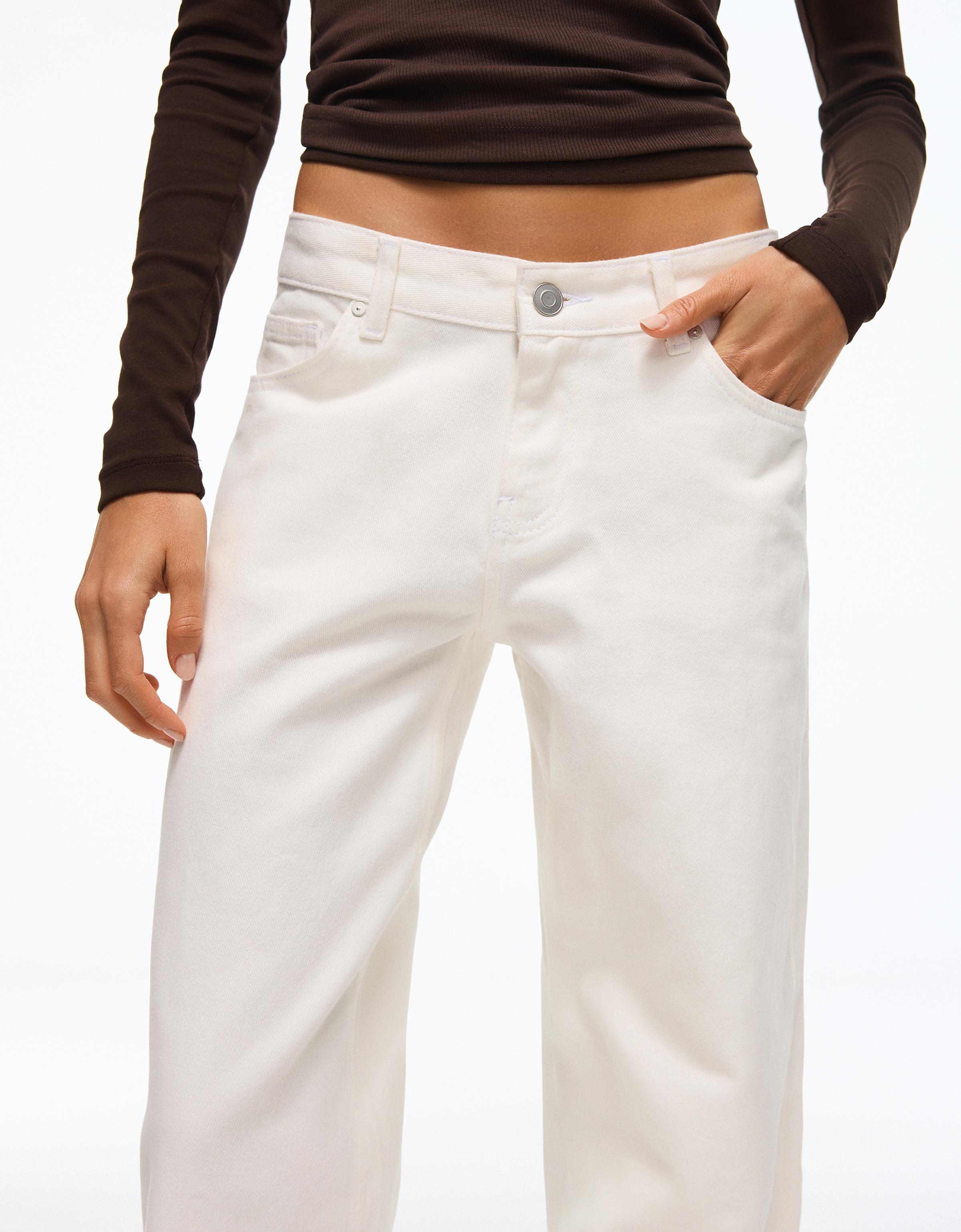 Low-rise straight jeans — White