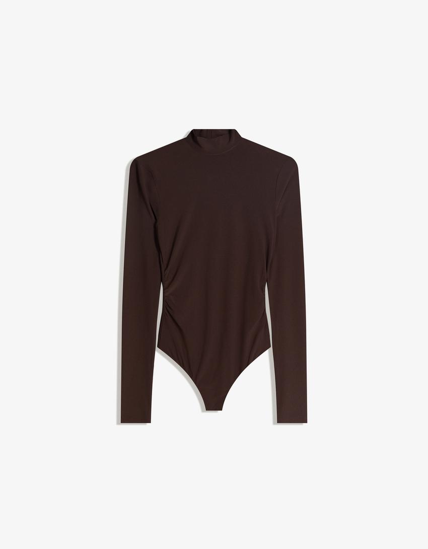 Body manga longa colo perkins-Marrón