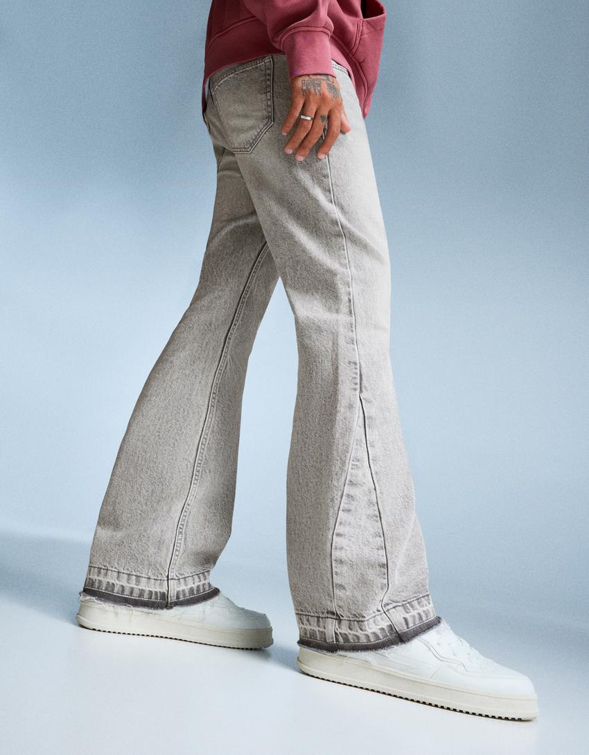 Straight-fit flared jeans-Grey-2