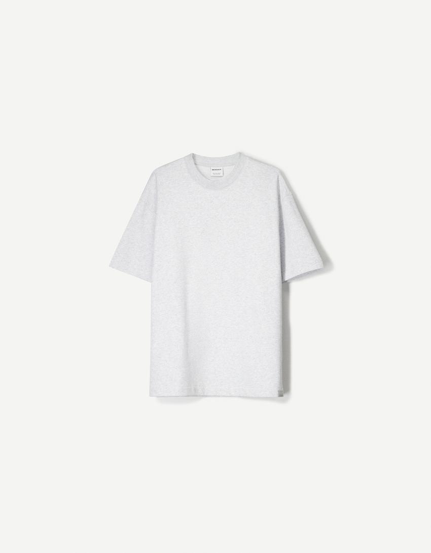 Camiseta manga corta felpa-Gris