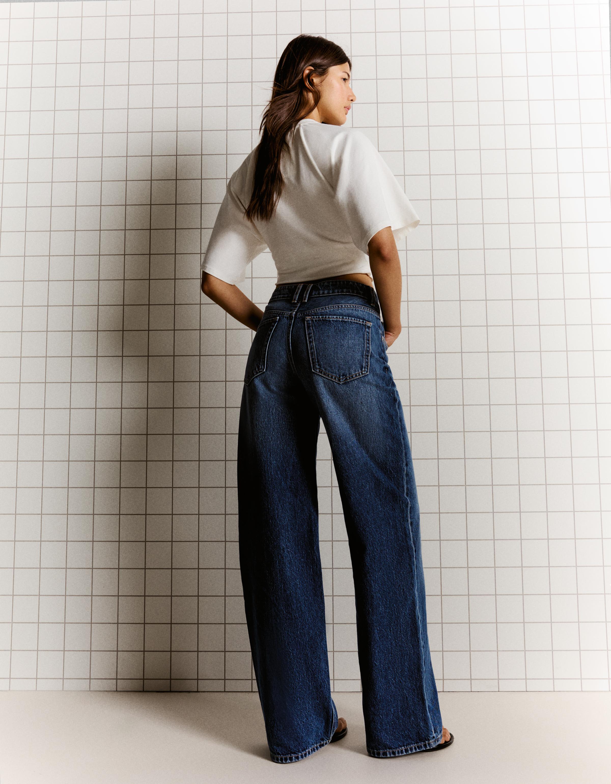 High-waist wide straight-leg jeans — Blue