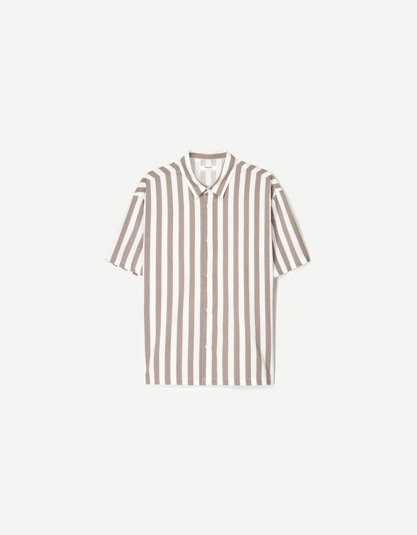 Relaxed fit short sleeve shirt-Sand-4