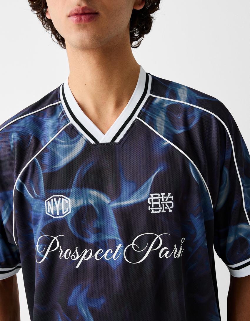 T-shirt sport manches courtes oversize mesh-Bleu-5