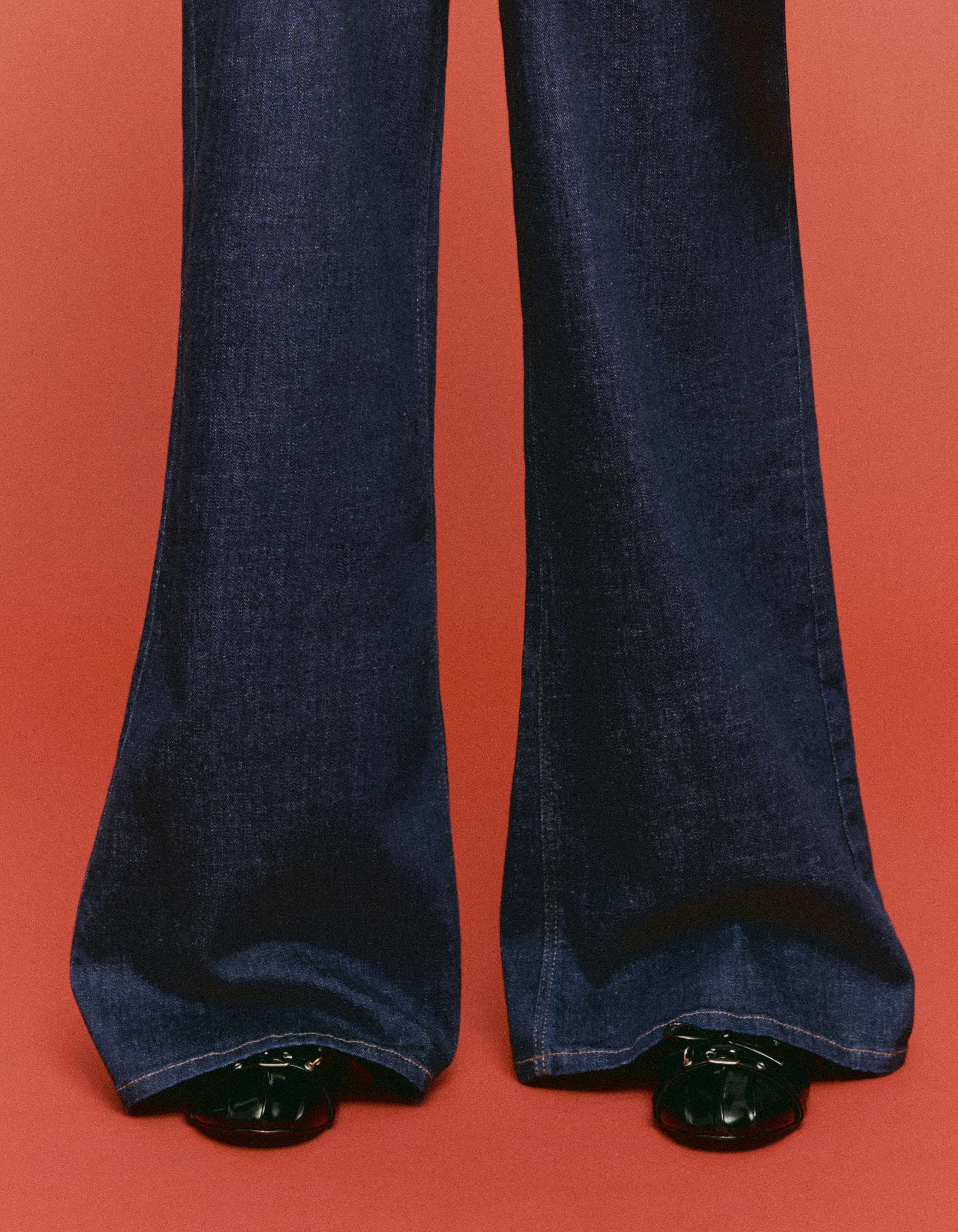 High-waist wide-leg jeans — Navy