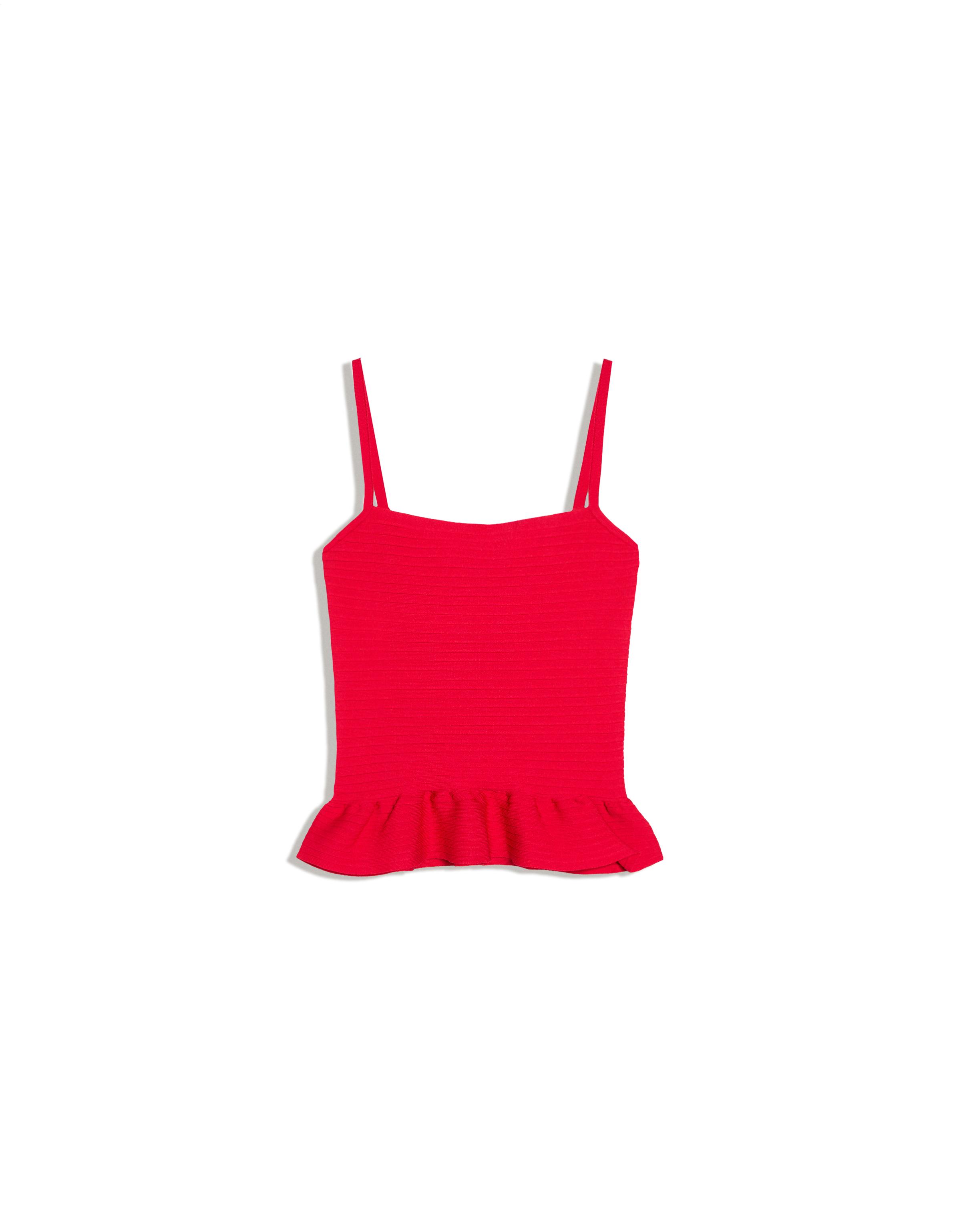 Knit peplum top — Red