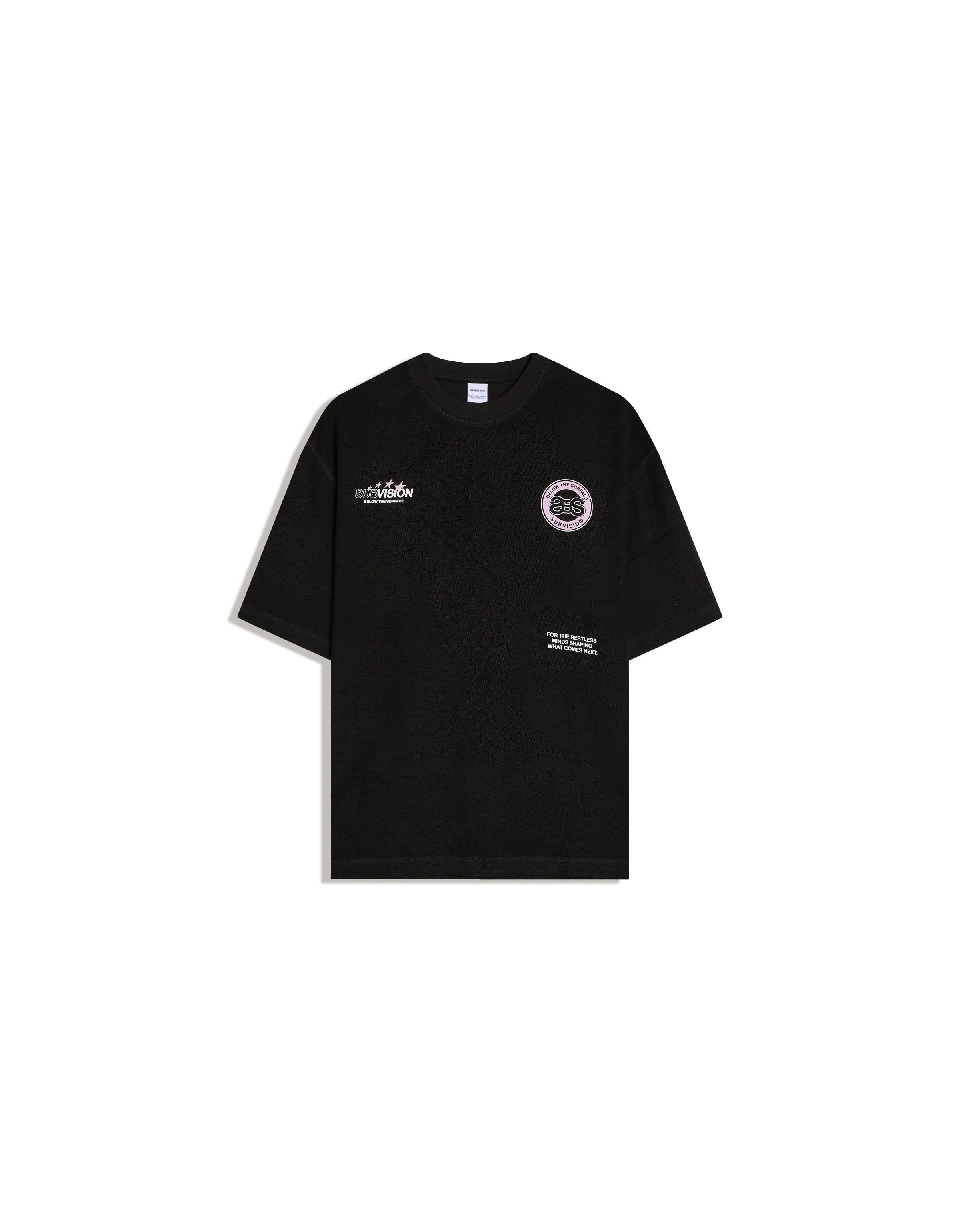Fleece print T-shirt — Black