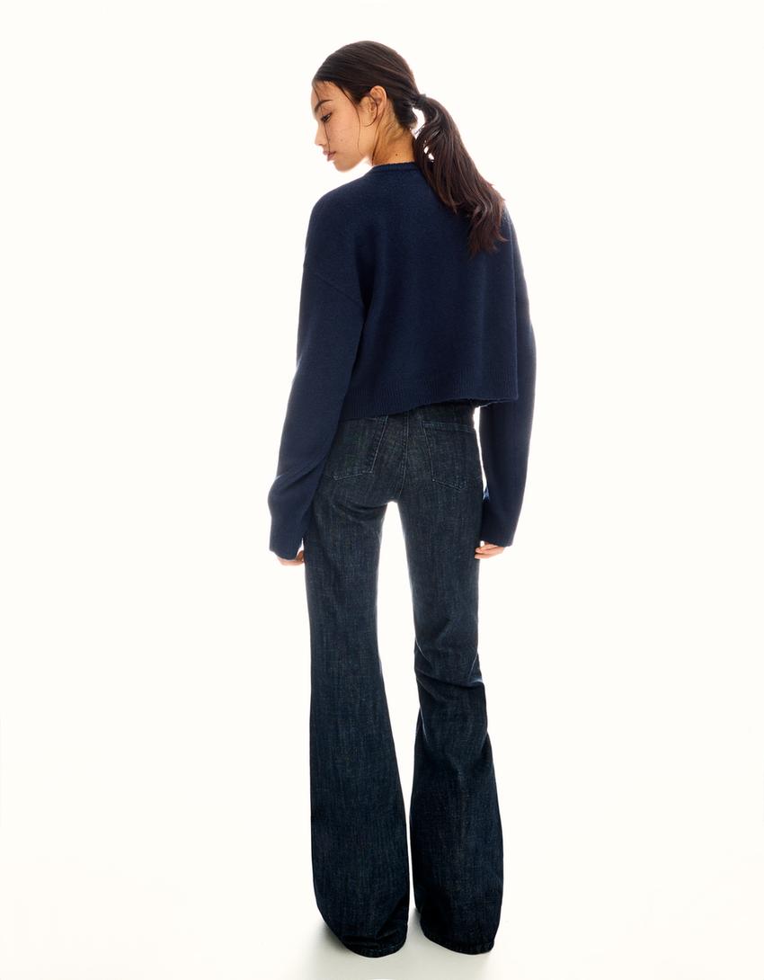 Soft touch buttoned cardigan-Blue
