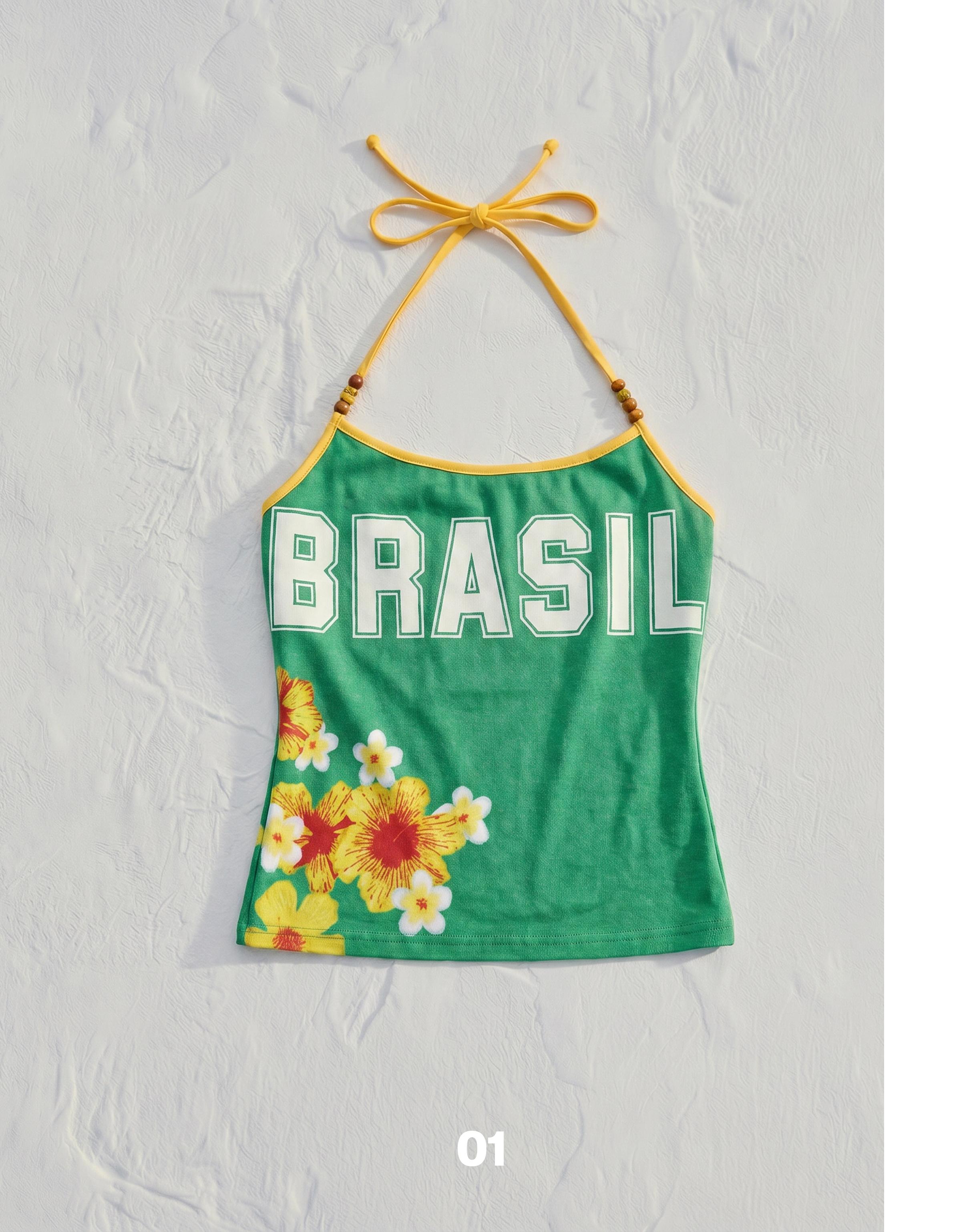 Printed halter top — Green
