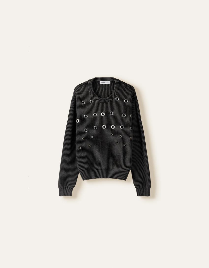 Pull effet délavé-Gris foncé-4