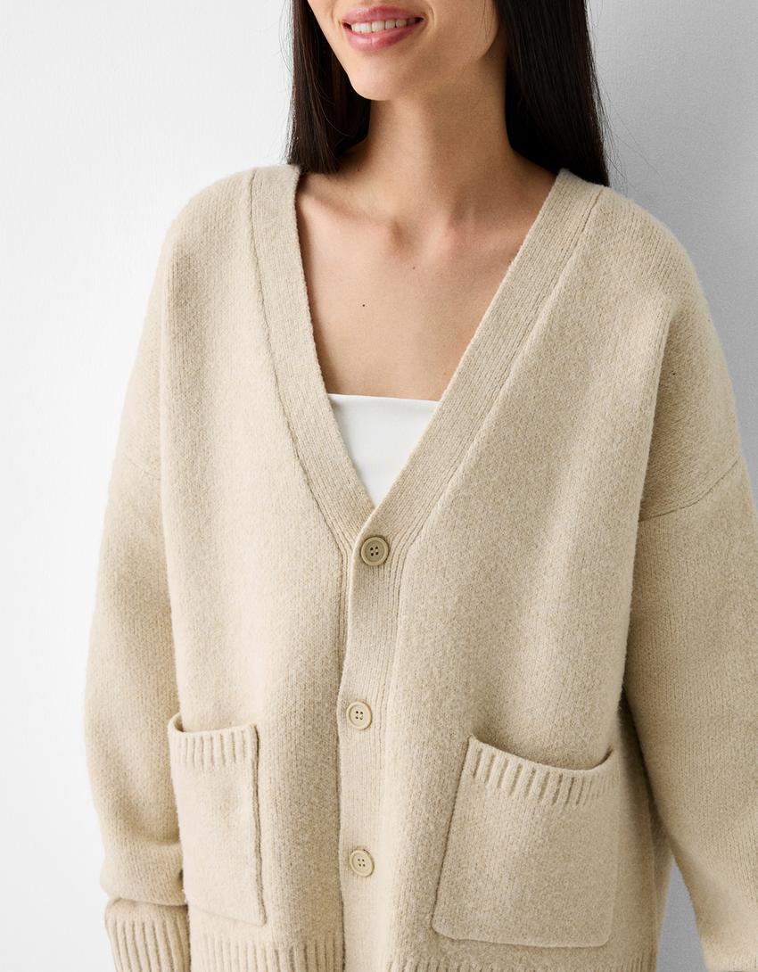 Gilet boxy fit boutons-Écru-2