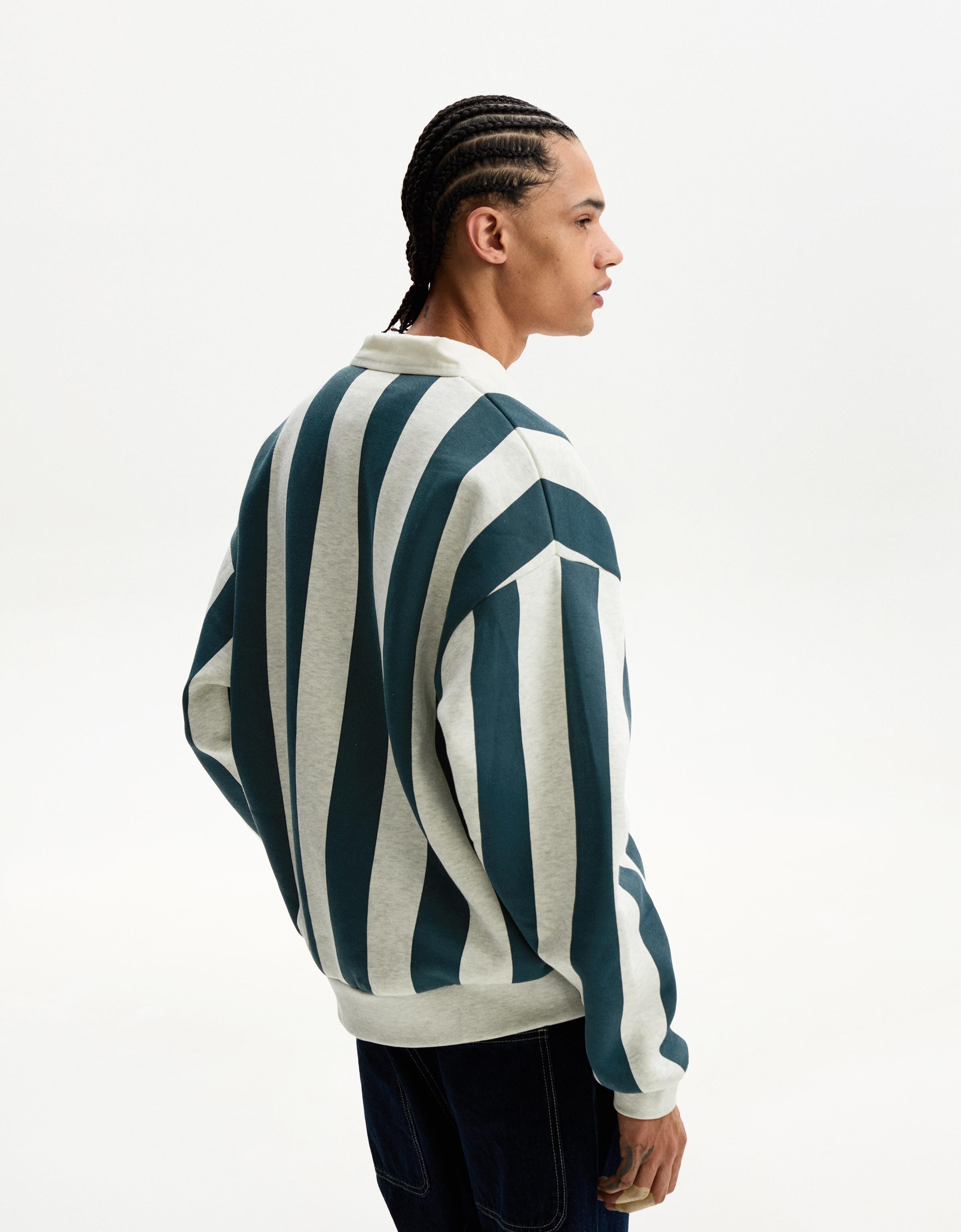 Printed sweatshirt with polo collar - Sweatshirts & Hoodies - Men | Bershka