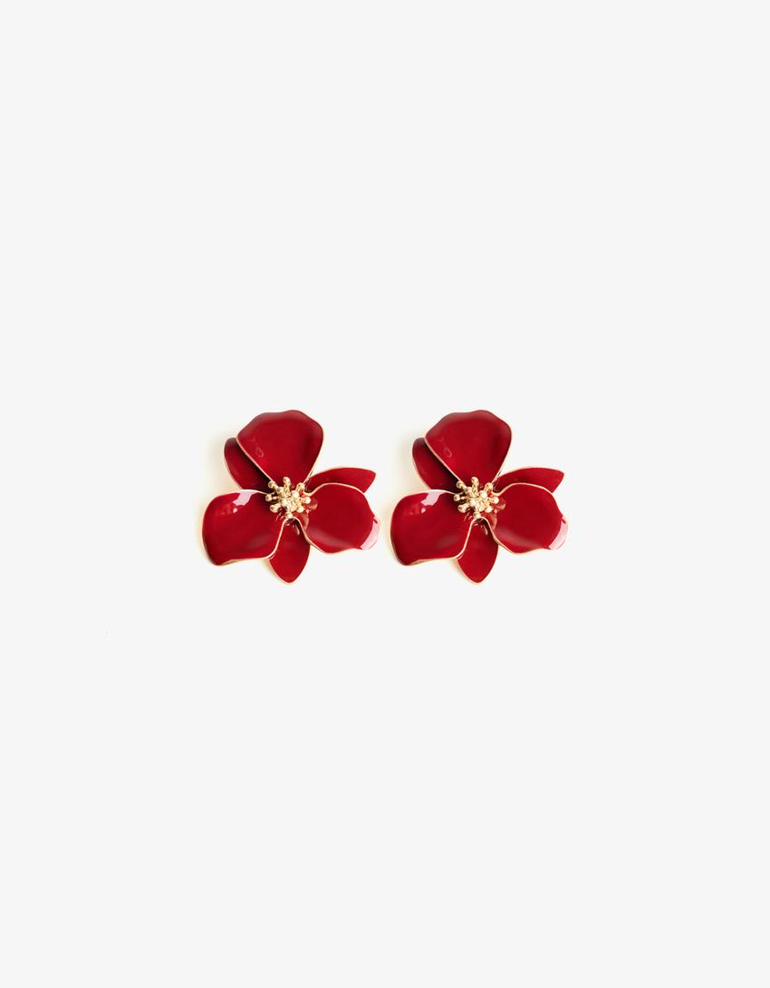 Pendientes flor-Burdeos-3