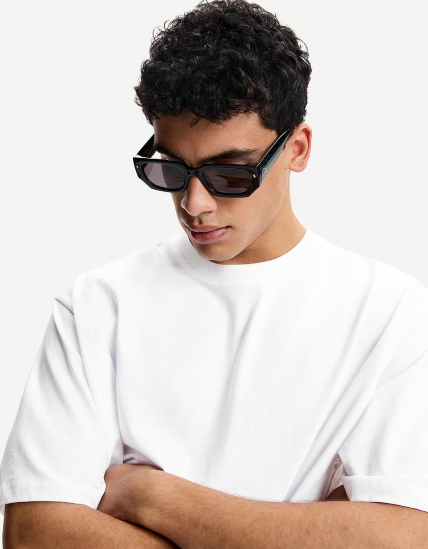 T-shirt cropped à manches courtes-Blanc