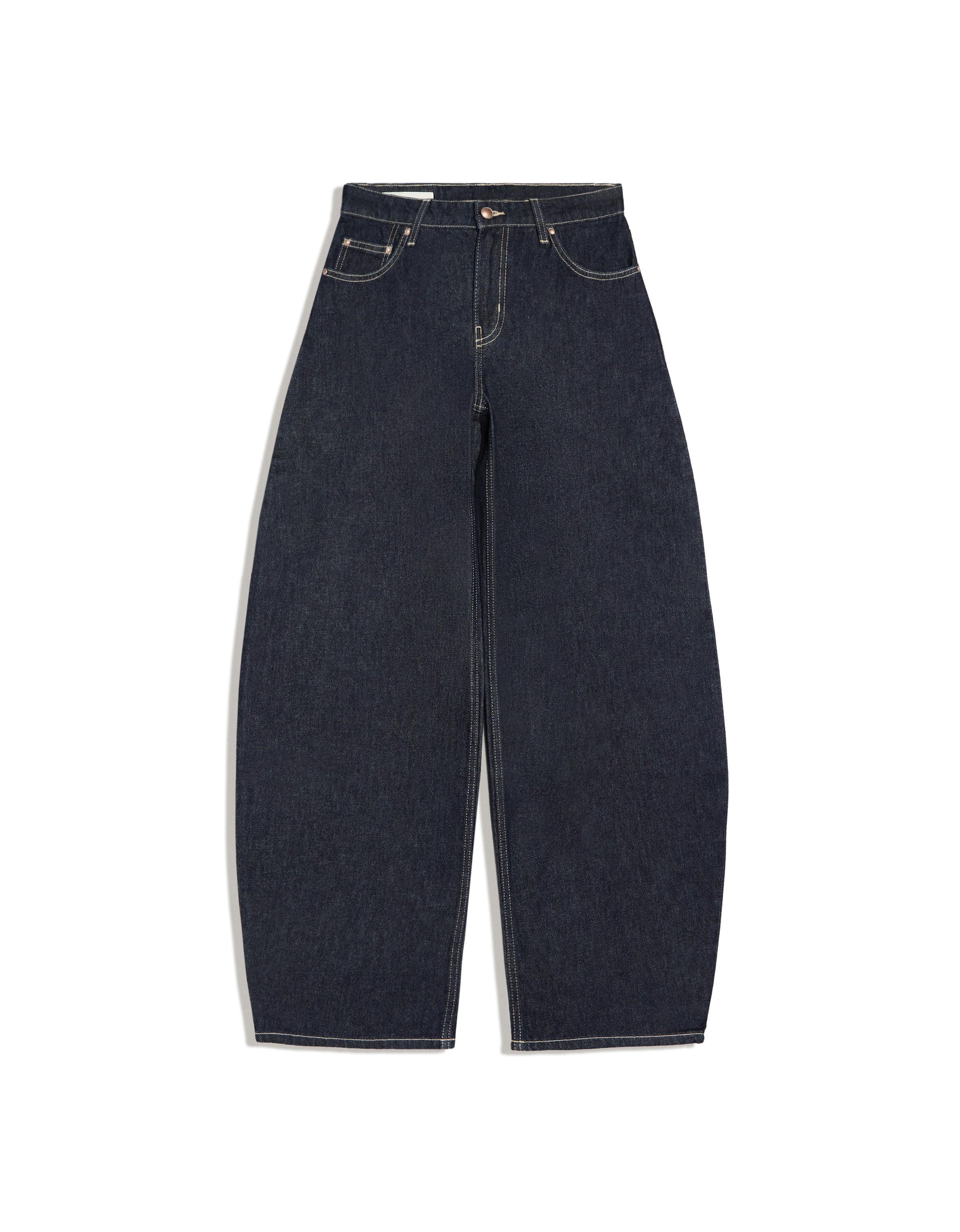 High-waist barrel jeans — Navy