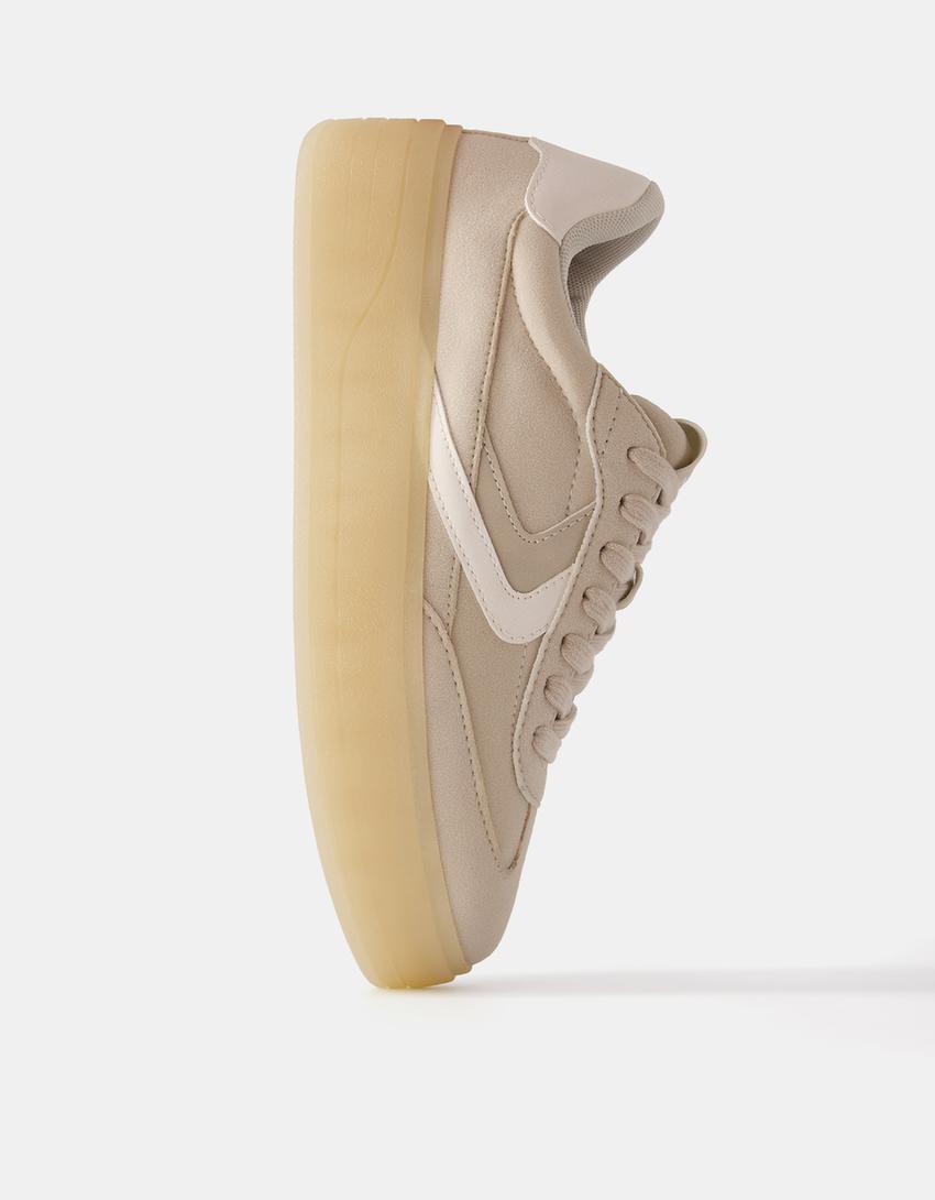 Sneakers rétro plateforme-Beige