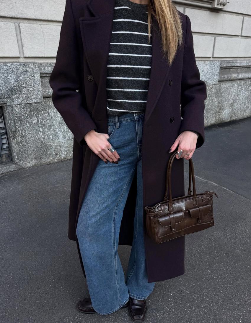 Oversize cloth coat-Burgundy